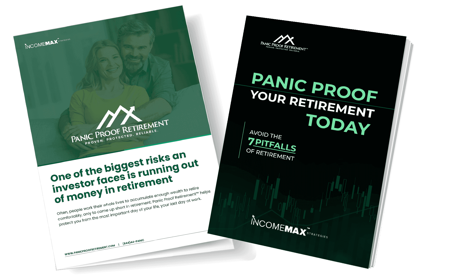 Panic Proof Retirement free kit: book, IncomeMAX brochure and worksheets